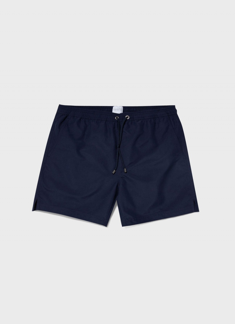 Navy Sunspel Drawstring Swim Shorts | 35618-XOKB | USA