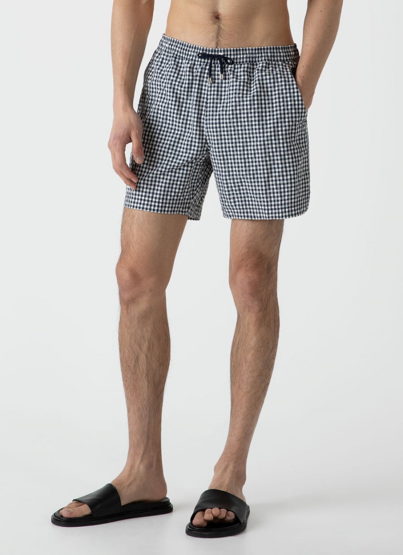 Navy Sunspel Drawstring Swim Shorts | 51284-KUTX | USA