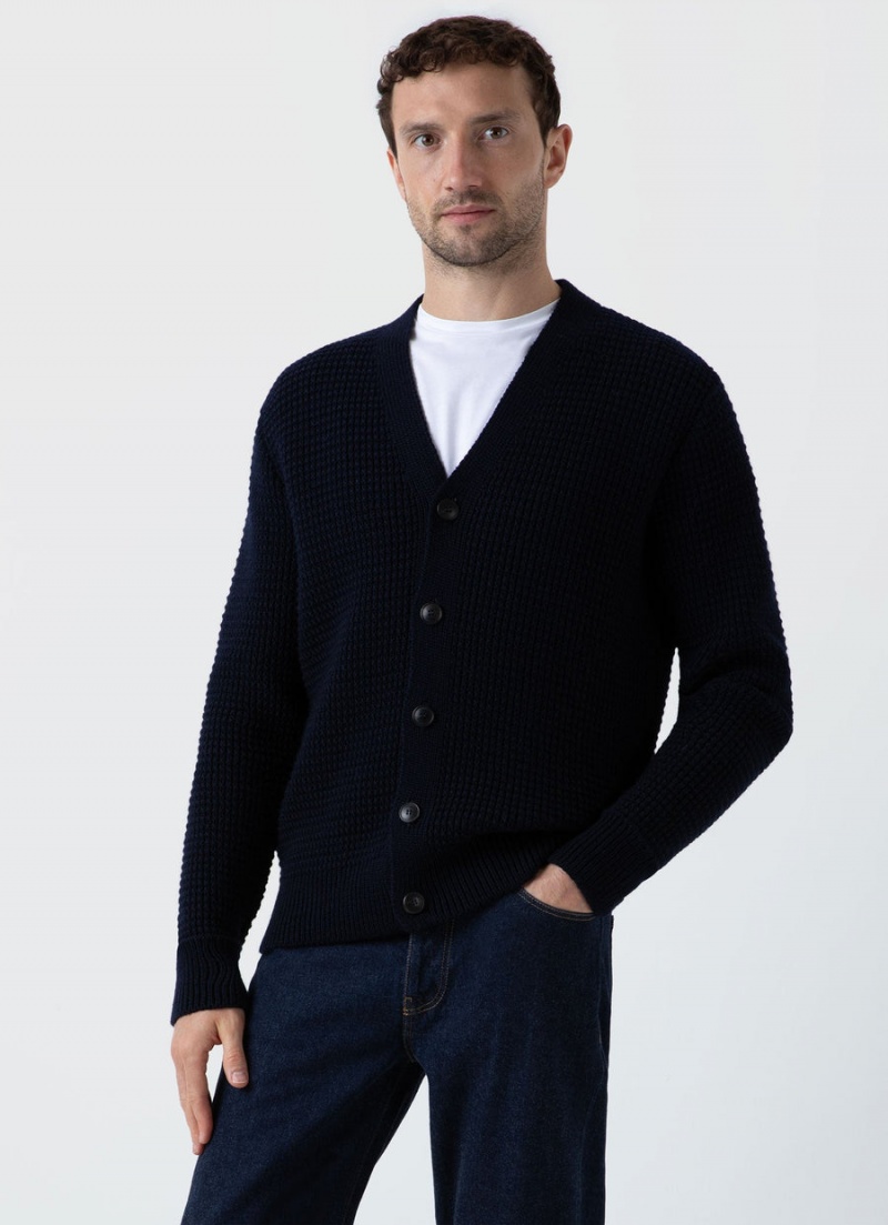 Navy Sunspel Fisherman Cardigan | 19560-LIQS | USA