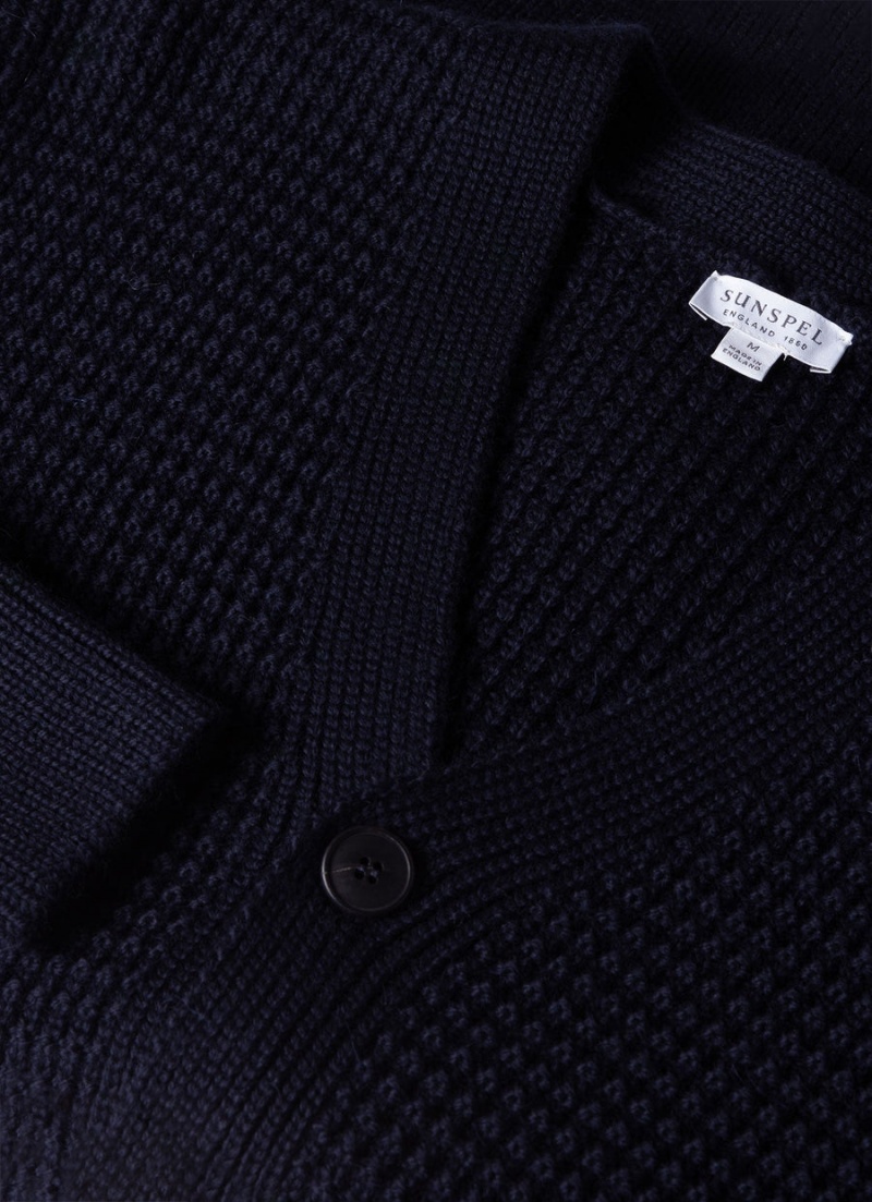 Navy Sunspel Fisherman Cardigan | 19560-LIQS | USA