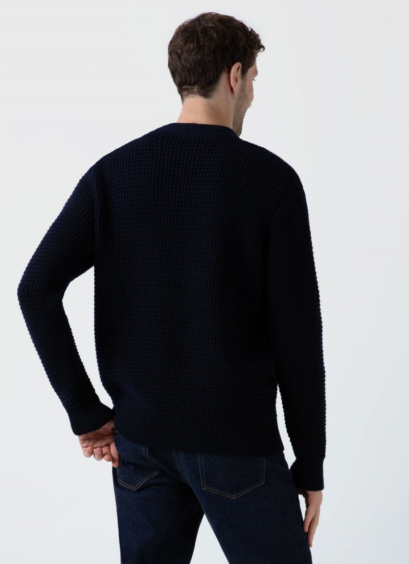 Navy Sunspel Fisherman Cardigan | 19560-LIQS | USA