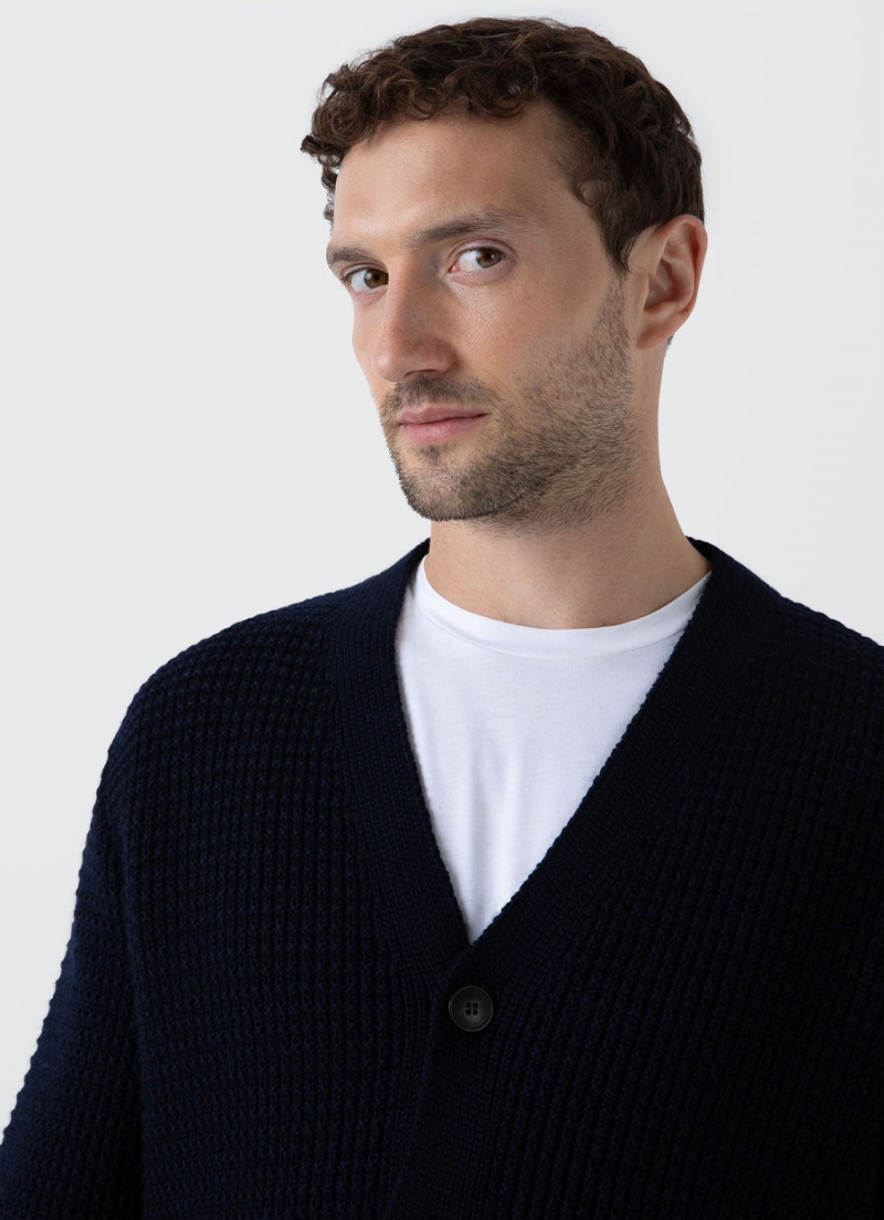 Navy Sunspel Fisherman Cardigan | 19560-LIQS | USA