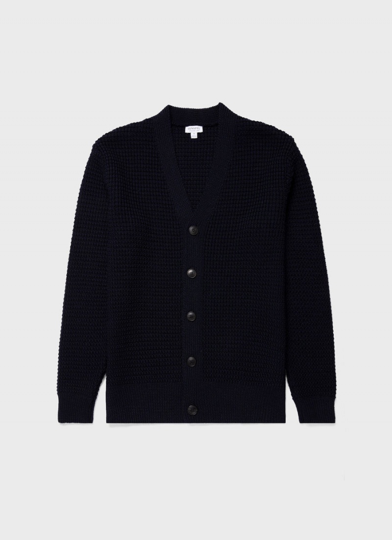 Navy Sunspel Fisherman Cardigan | 19560-LIQS | USA