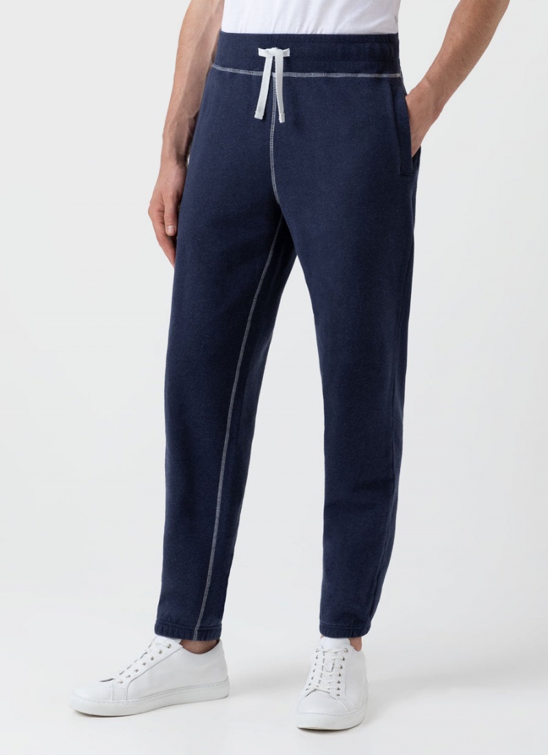 Navy Sunspel Fleeceback Sweatpants | 19087-KLWG | USA