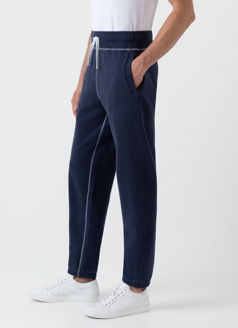 Navy Sunspel Fleeceback Sweatpants | 19087-KLWG | USA