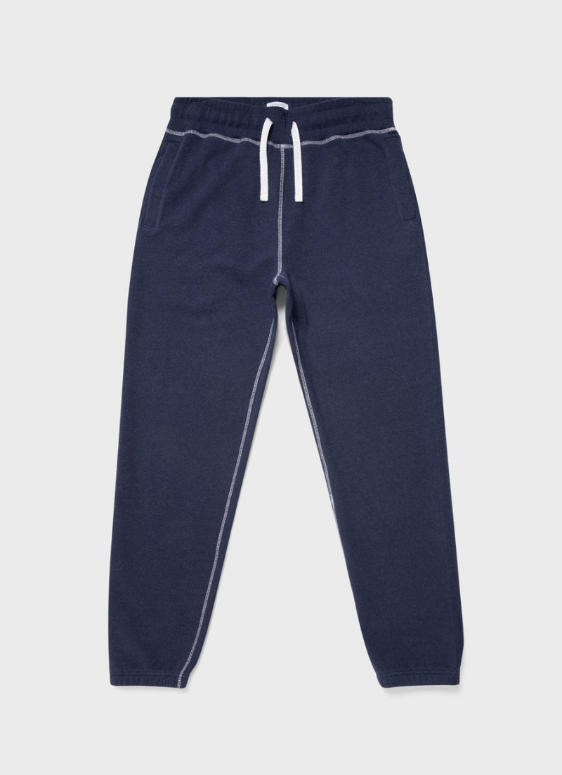 Navy Sunspel Fleeceback Sweatpants | 19087-KLWG | USA