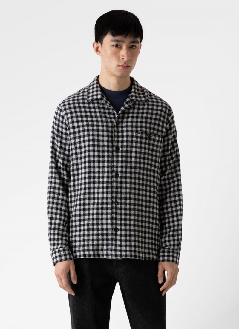 Navy Sunspel Heavy Flannel Overshirt | 45069-HPRN | USA