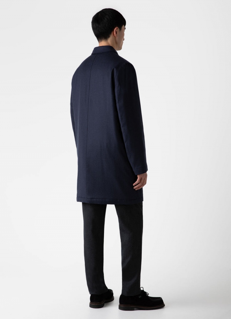 Navy Sunspel Insulated Wool Mac | 01726-XTPG | USA