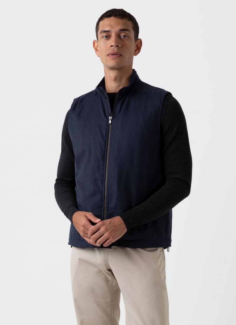 Navy Sunspel Insulated Wool Vest | 36504-VPMR | USA