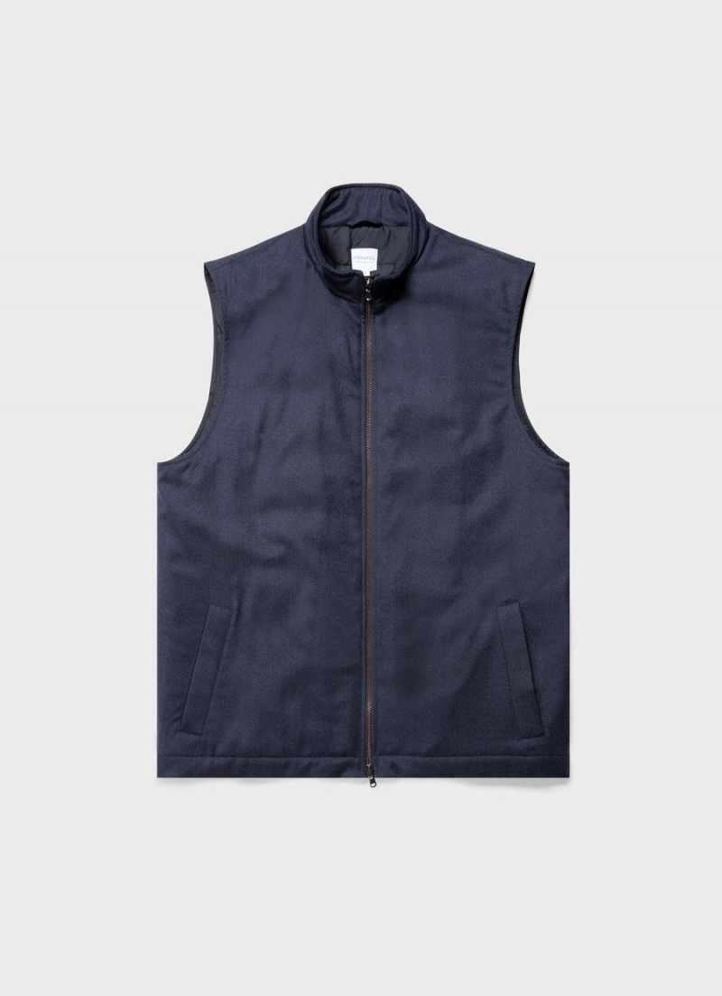 Navy Sunspel Insulated Wool Vest | 36504-VPMR | USA