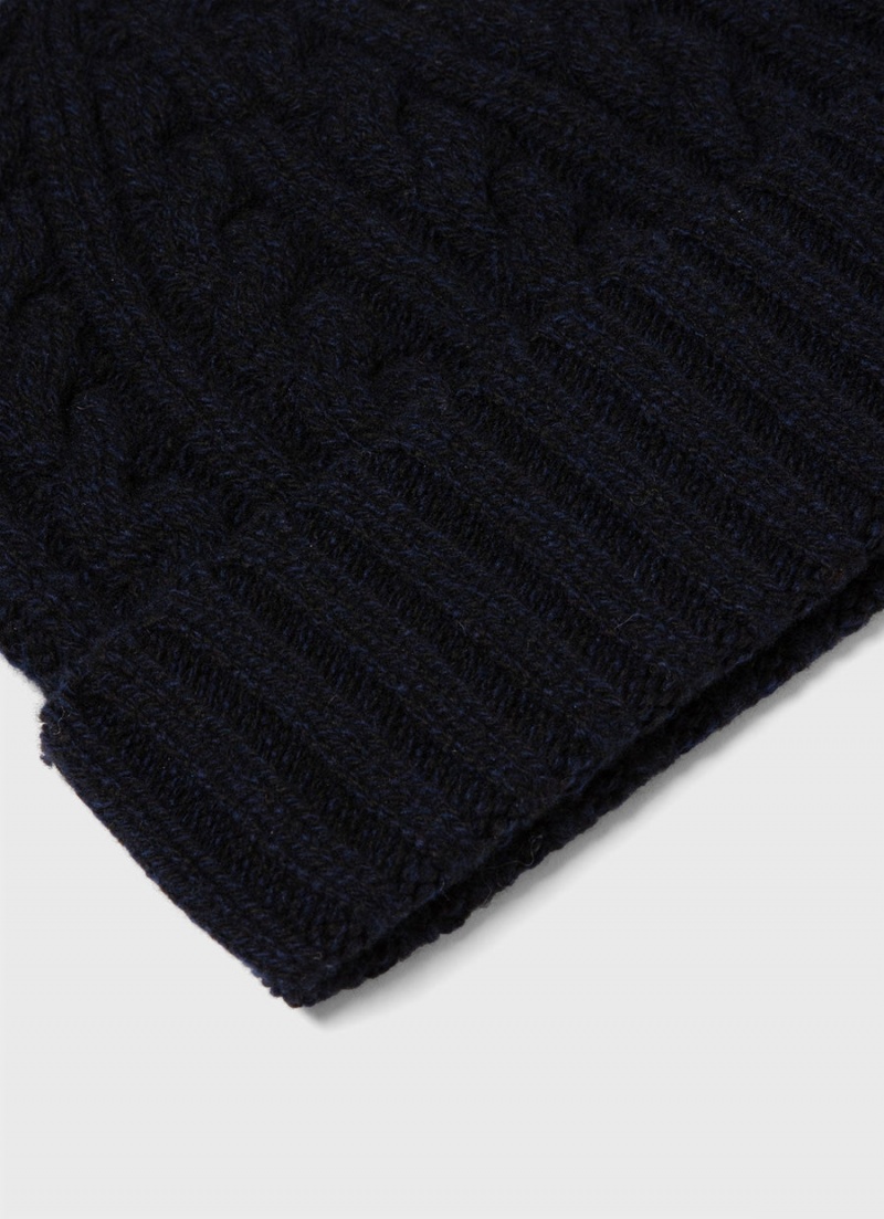 Navy Sunspel Lambswool Cable Hat | 47593-OCEY | USA