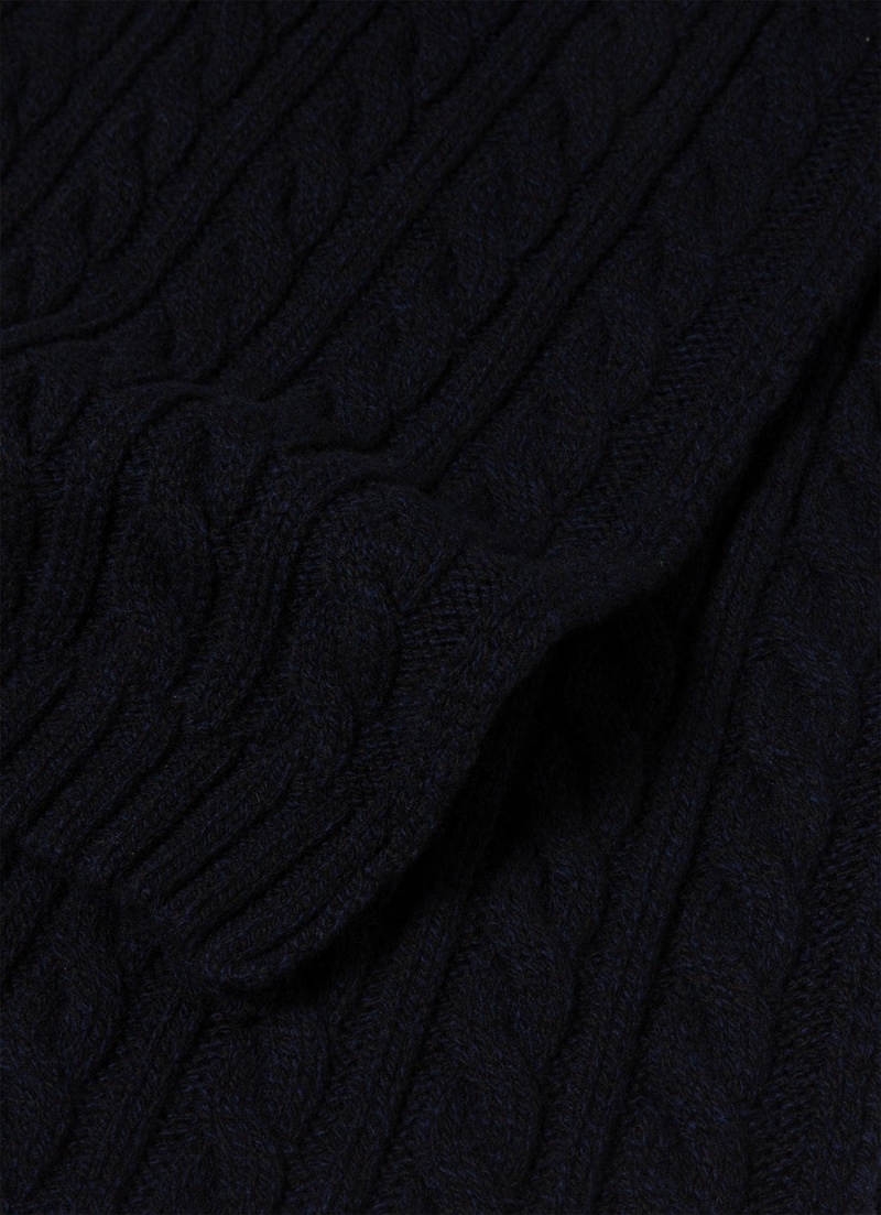 Navy Sunspel Lambswool Cable Scarf | 02761-QUCP | USA