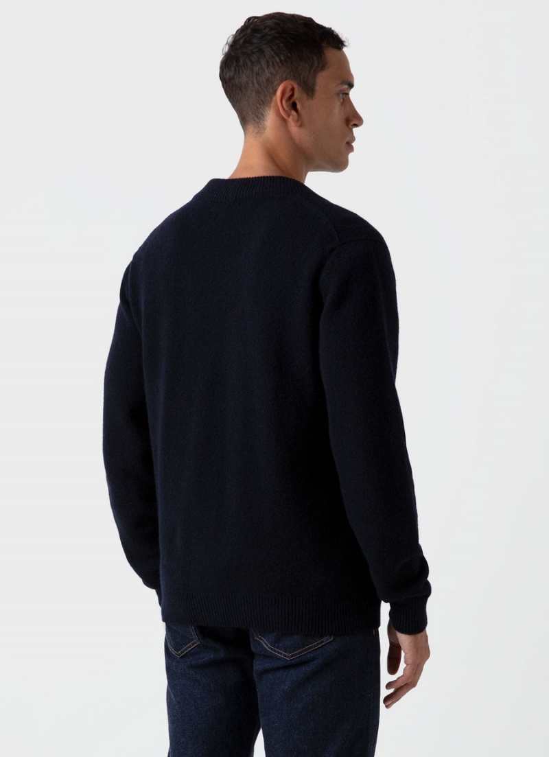 Navy Sunspel Lambswool Cardigan | 69712-LVDW | USA