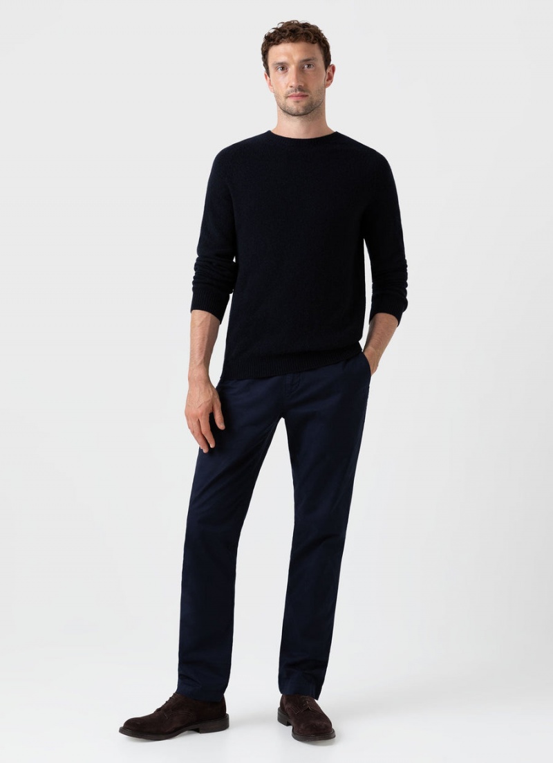 Navy Sunspel Lambswool Crew Neck Jumper | 74031-HTUD | USA