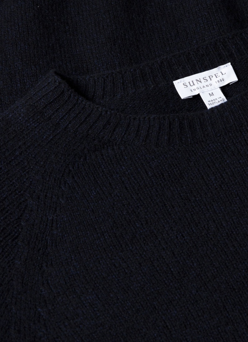 Navy Sunspel Lambswool Crew Neck Jumper | 74031-HTUD | USA