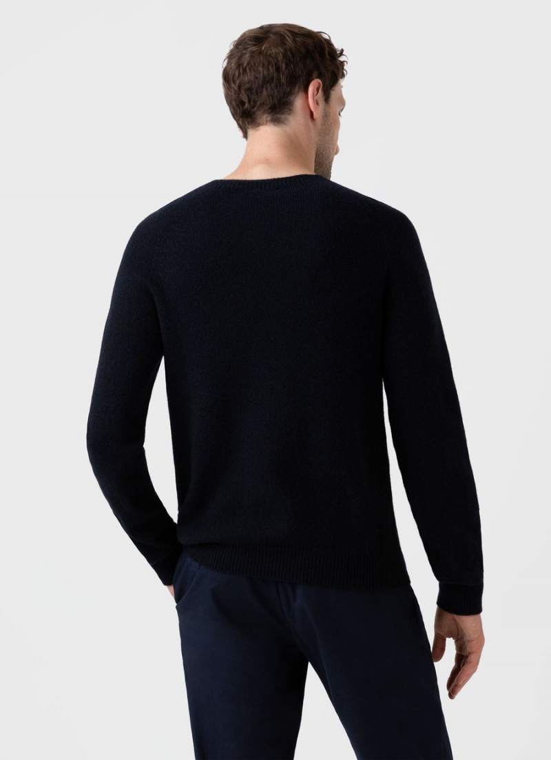 Navy Sunspel Lambswool Crew Neck Jumper | 74031-HTUD | USA