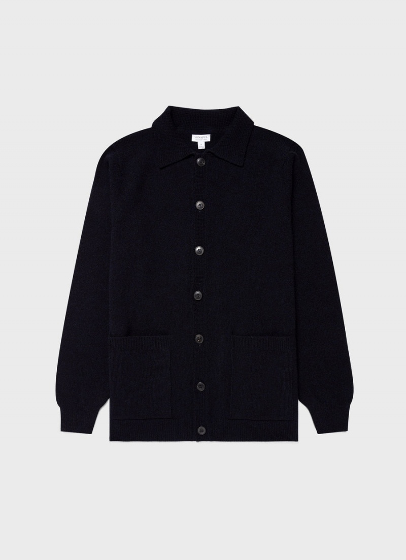 Navy Sunspel Lambswool Jacket | 30875-REHW | USA