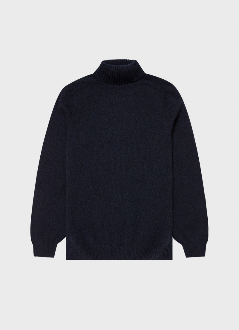 Navy Sunspel Lambswool Roll Neck | 19043-FBEX | USA