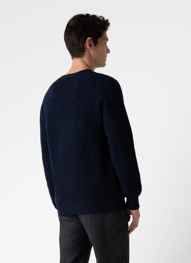 Navy Sunspel Lambswool Textured Jumper | 09173-TYGE | USA