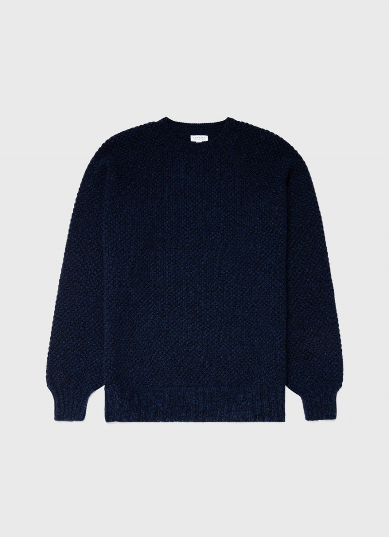 Navy Sunspel Lambswool Textured Jumper | 09173-TYGE | USA