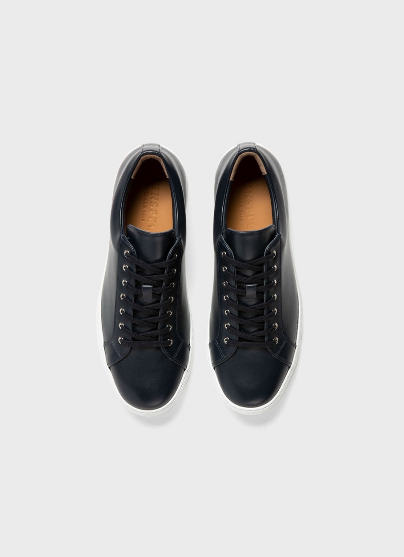 Navy Sunspel Leather Tennis Shoe | 62035-GUIP | USA