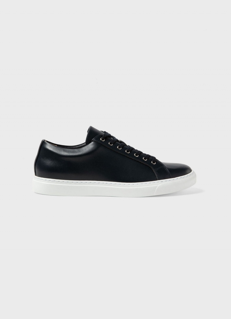 Navy Sunspel Leather Tennis Shoe | 62035-GUIP | USA