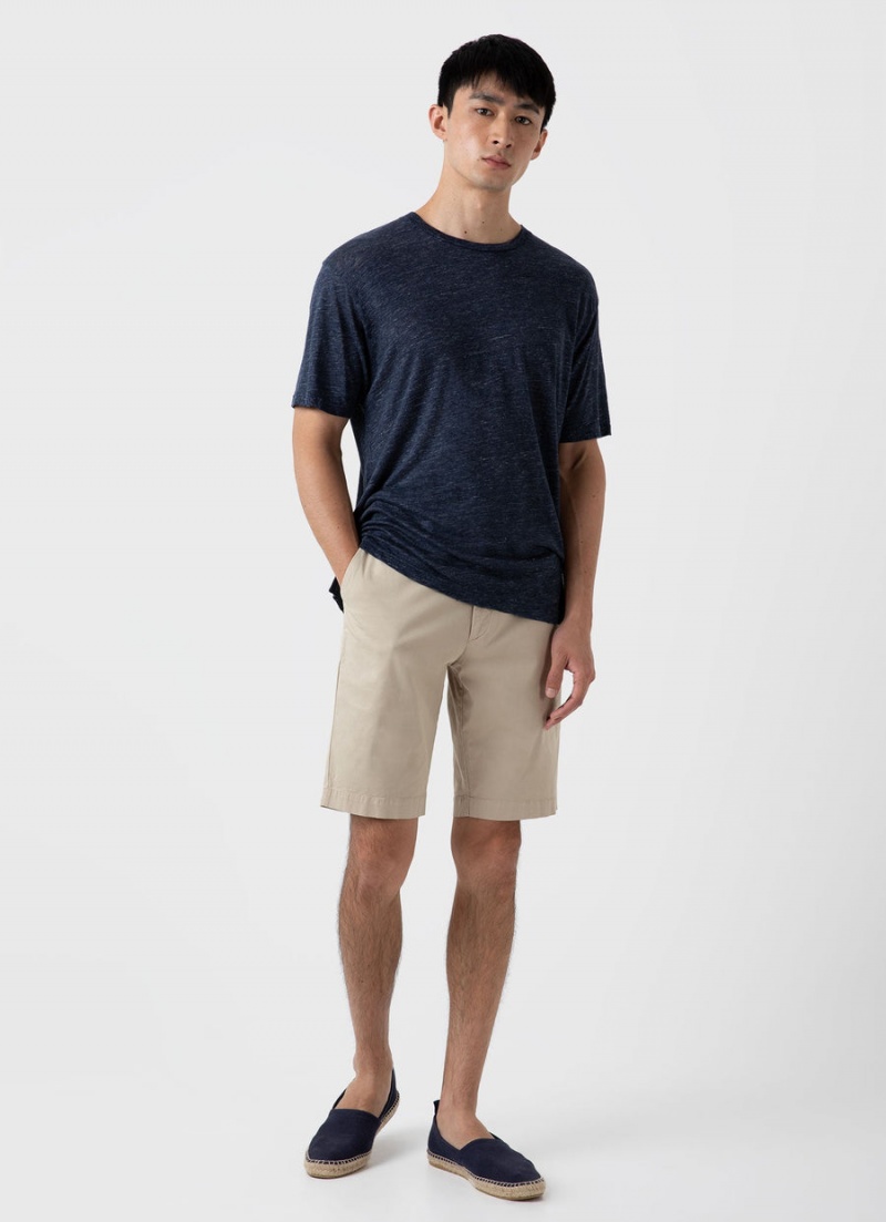 Navy Sunspel Linen T-shirt | 06439-KEUP | USA