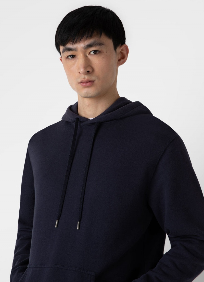 Navy Sunspel Loopback Hoody | 71082-UGDO | USA