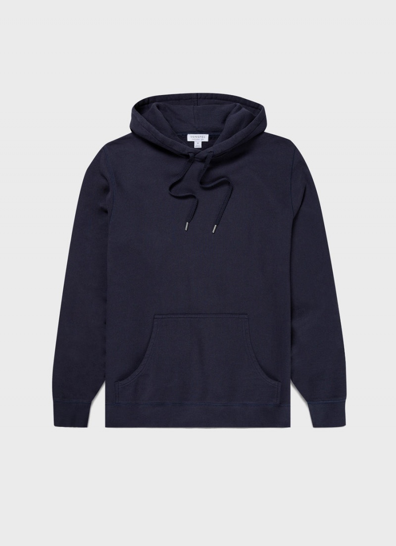 Navy Sunspel Loopback Hoody | 71082-UGDO | USA