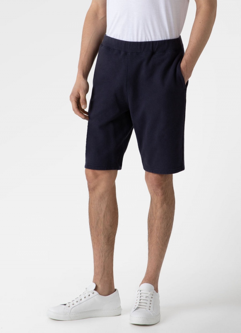 Navy Sunspel Loopback Shorts | 76832-RBZK | USA