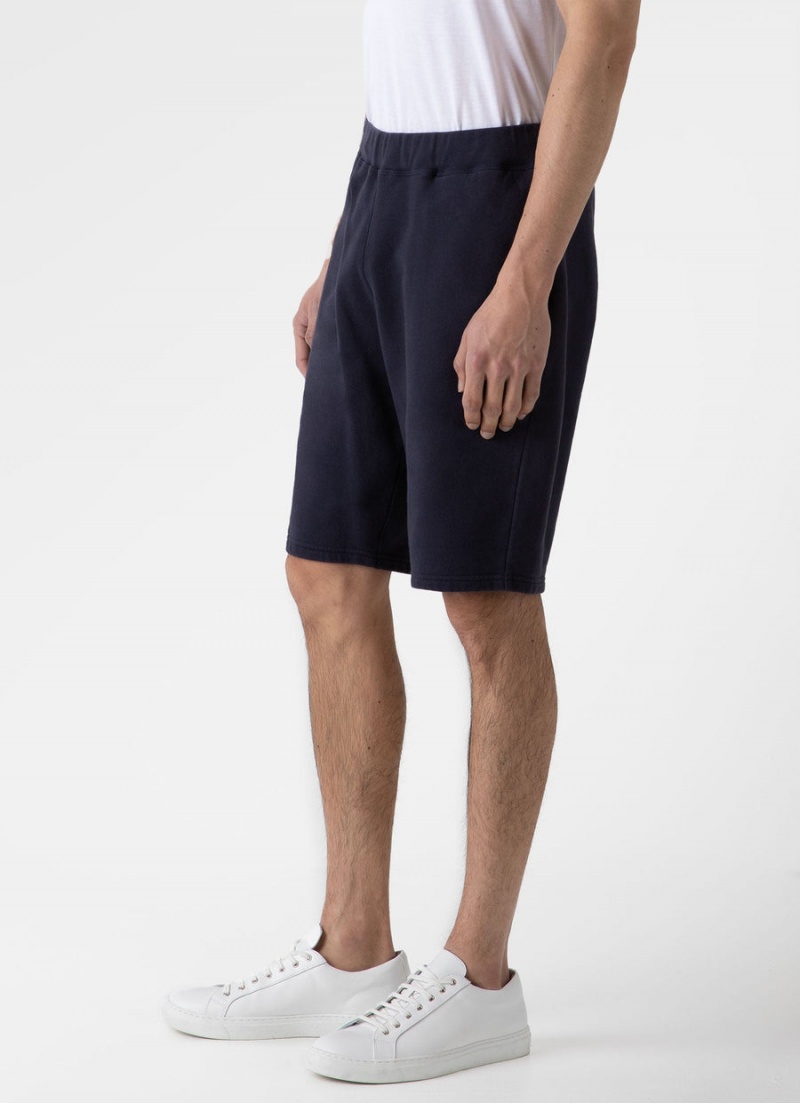 Navy Sunspel Loopback Shorts | 76832-RBZK | USA