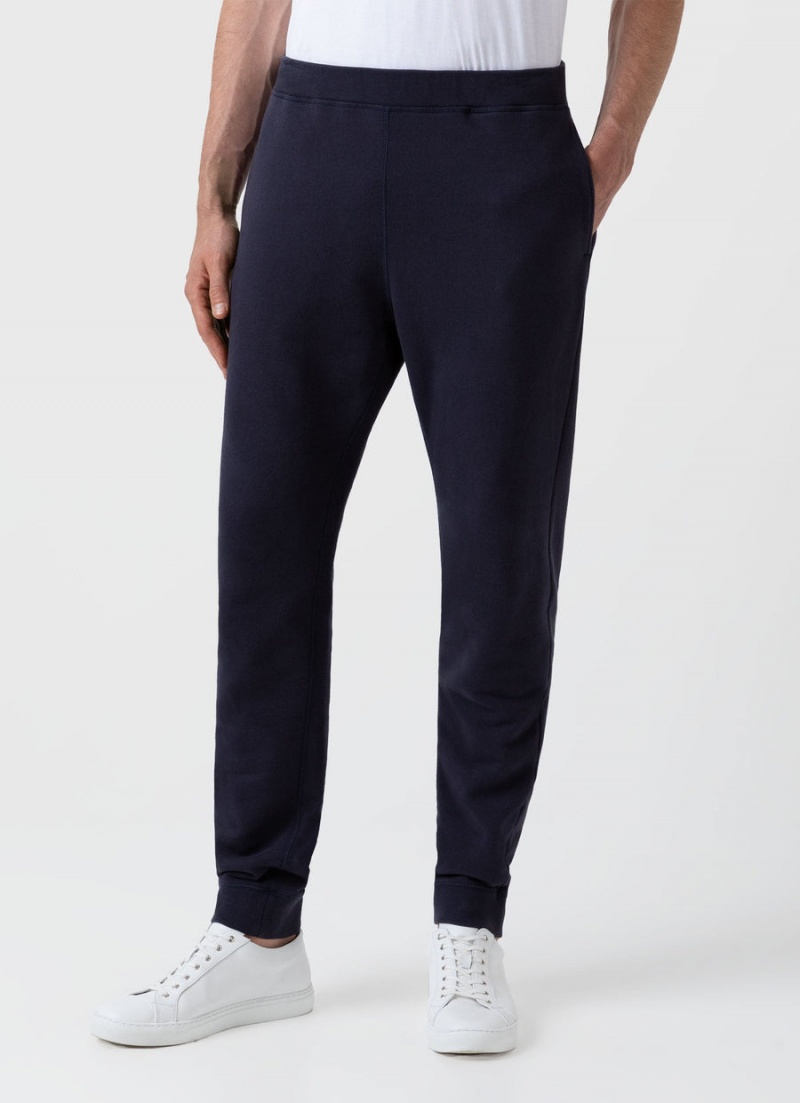 Navy Sunspel Loopback Sweatpants | 08132-CZJA | USA