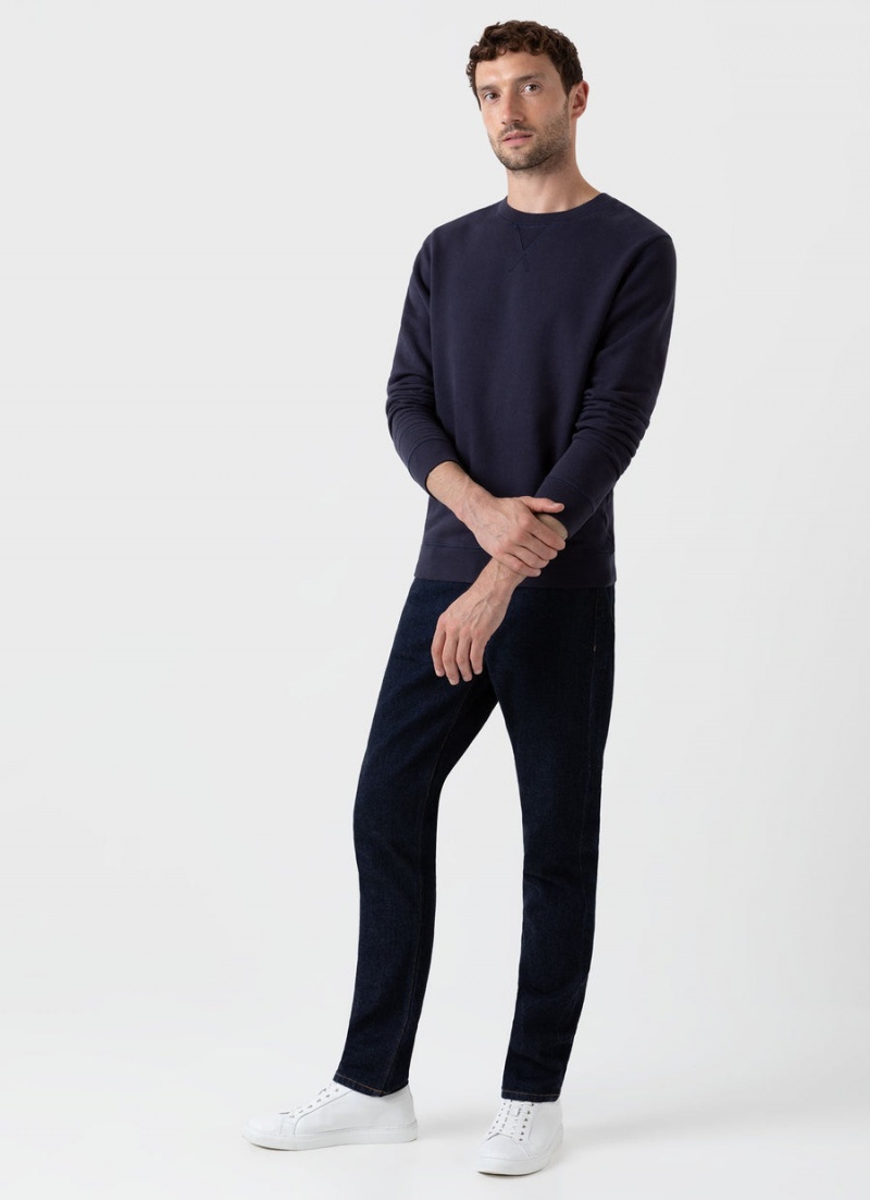 Navy Sunspel Loopback Sweatshirt | 76841-ECVG | USA