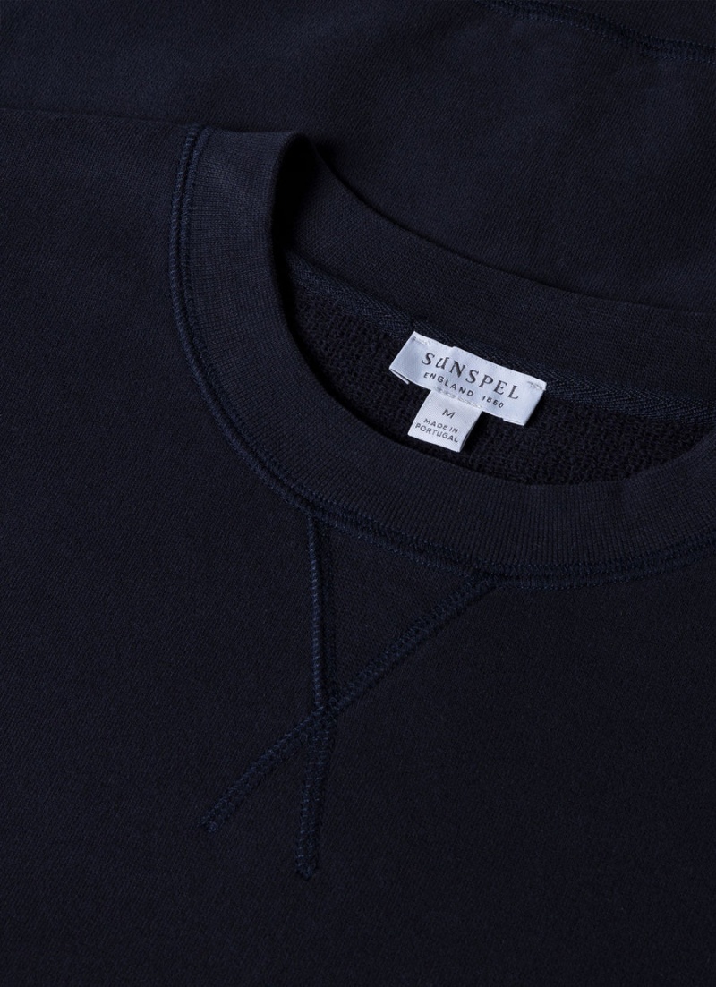 Navy Sunspel Loopback Sweatshirt | 76841-ECVG | USA