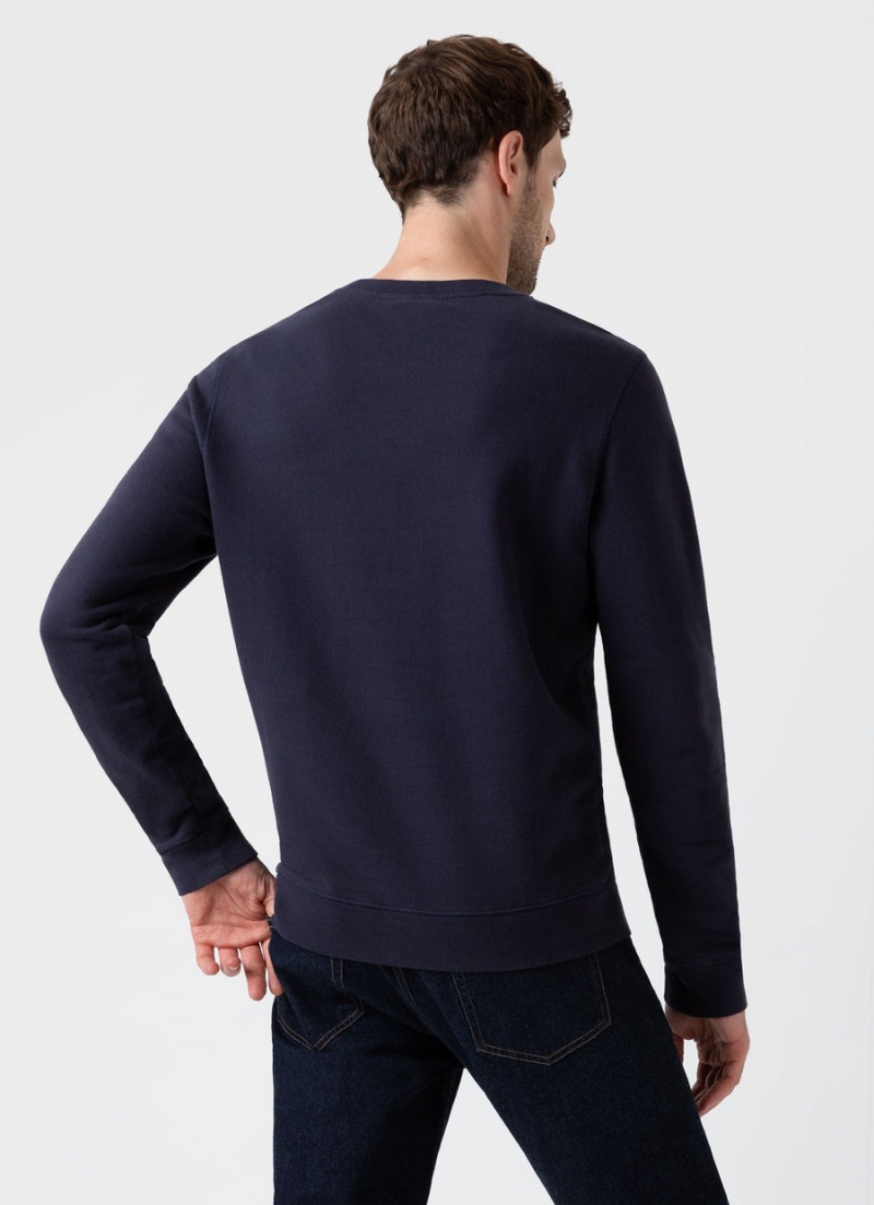 Navy Sunspel Loopback Sweatshirt | 76841-ECVG | USA