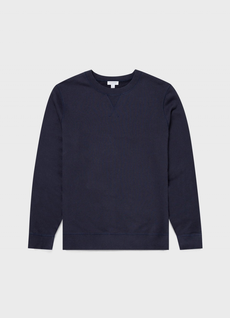 Navy Sunspel Loopback Sweatshirt | 76841-ECVG | USA