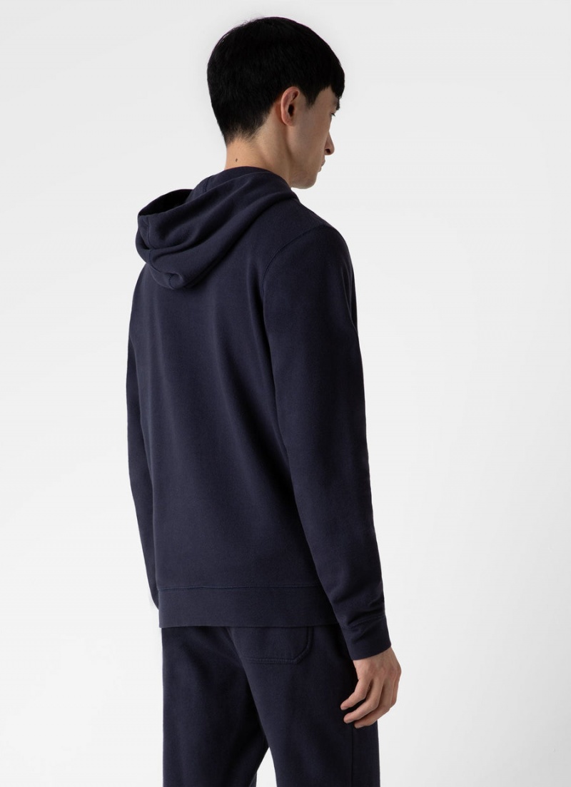 Navy Sunspel Loopback Zip Hoody | 14265-TYNP | USA