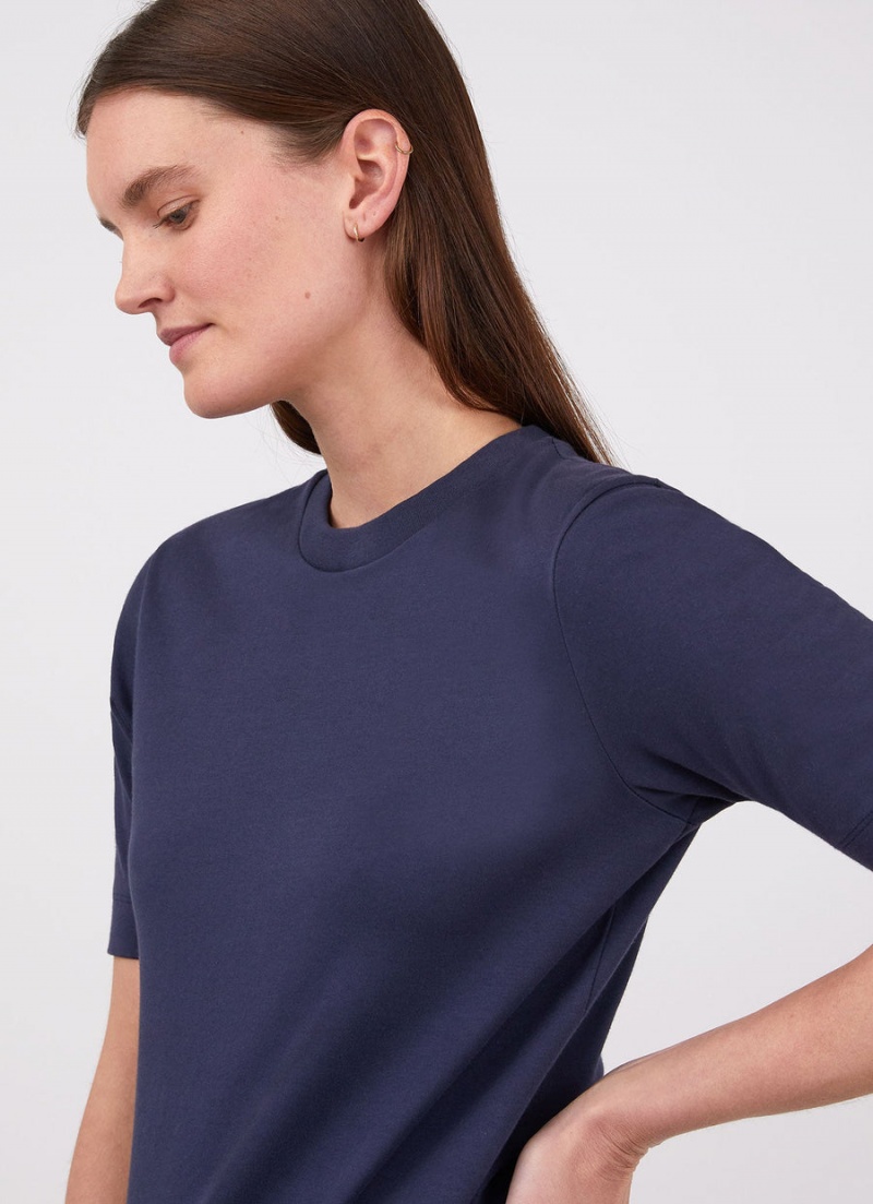 Navy Sunspel Mid Sleeve T-shirt | 20896-LIRO | USA