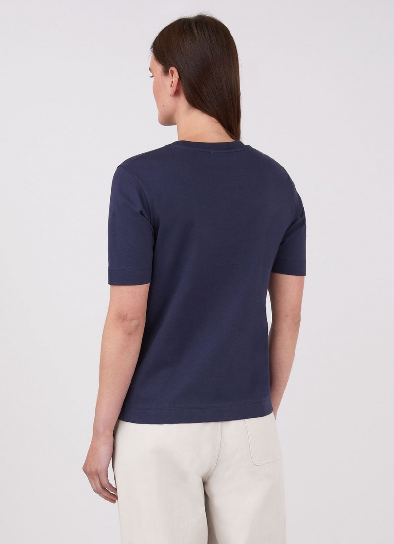 Navy Sunspel Mid Sleeve T-shirt | 20896-LIRO | USA