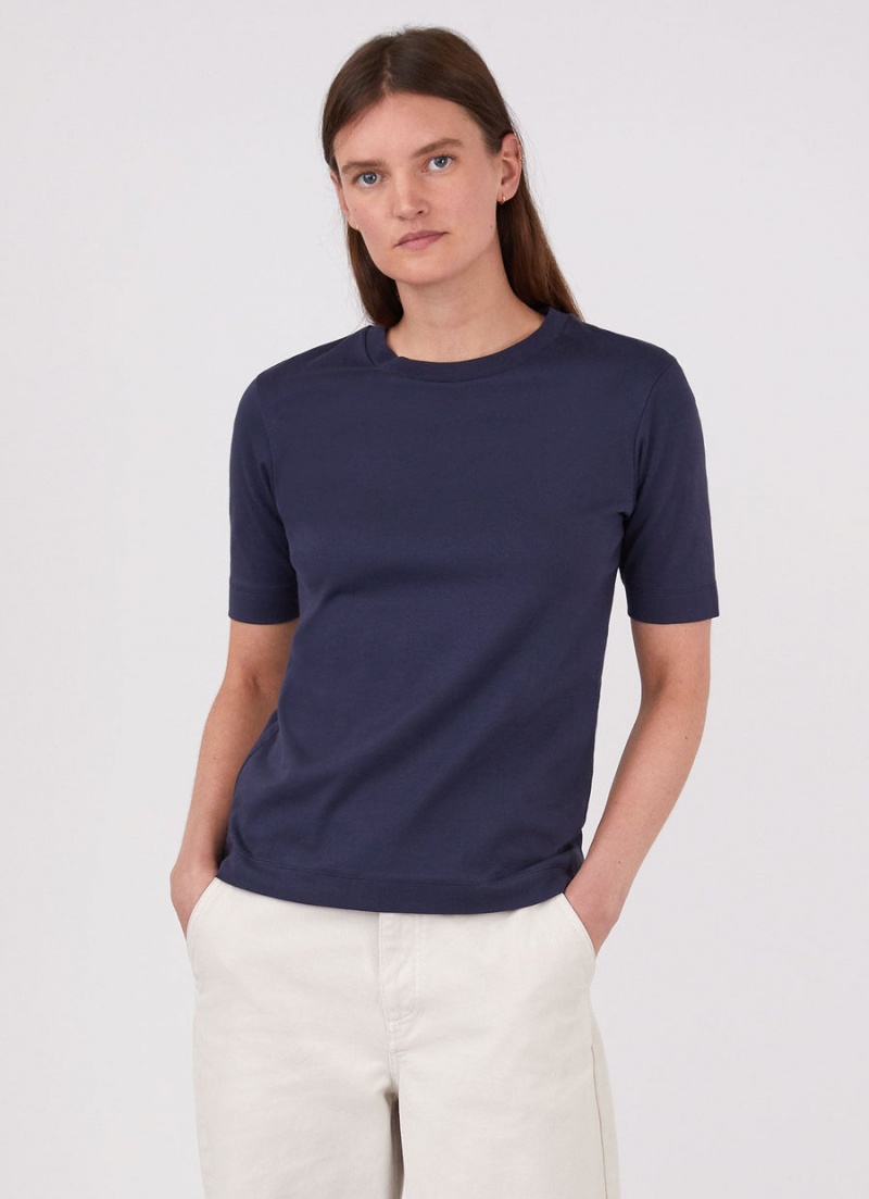 Navy Sunspel Mid Sleeve T-shirt | 20896-LIRO | USA