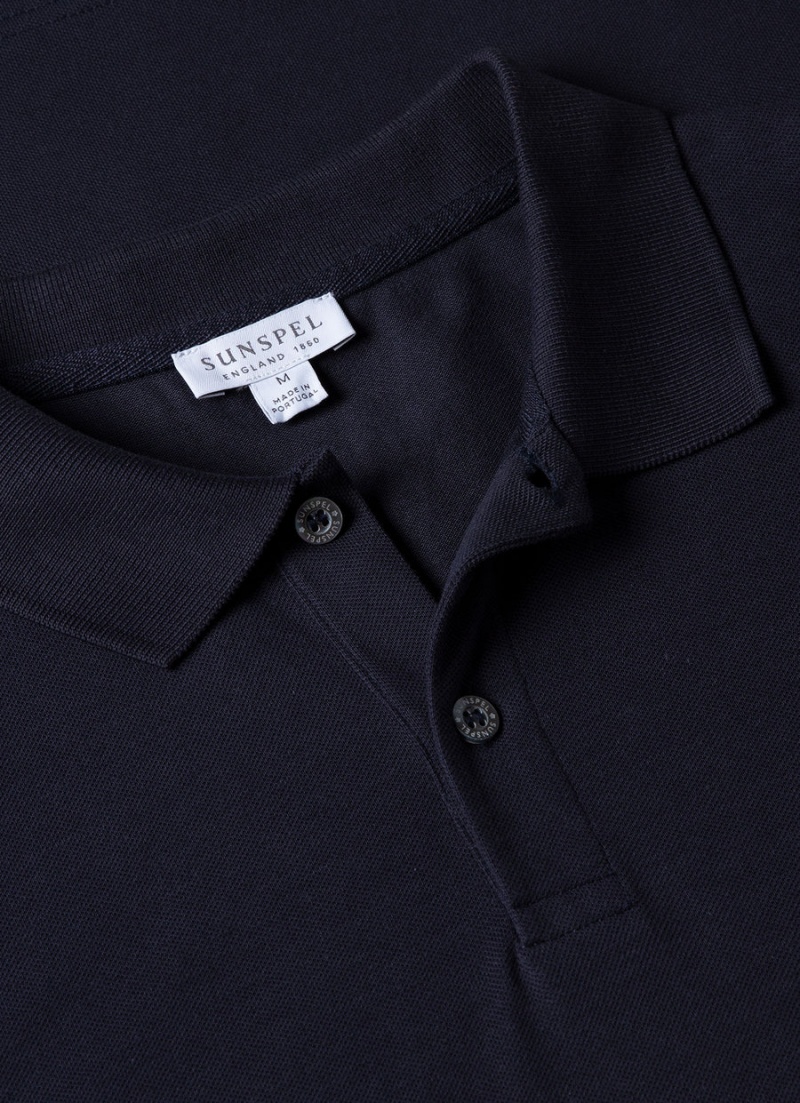 Navy Sunspel Piqué Polo Shirt | 03412-RTXB | USA