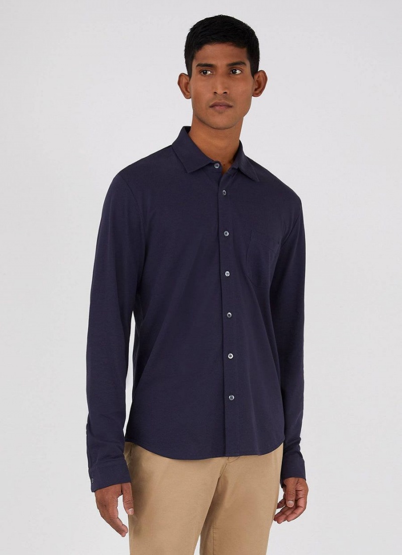 Navy Sunspel Piqué Shirt | 74836-YOVH | USA