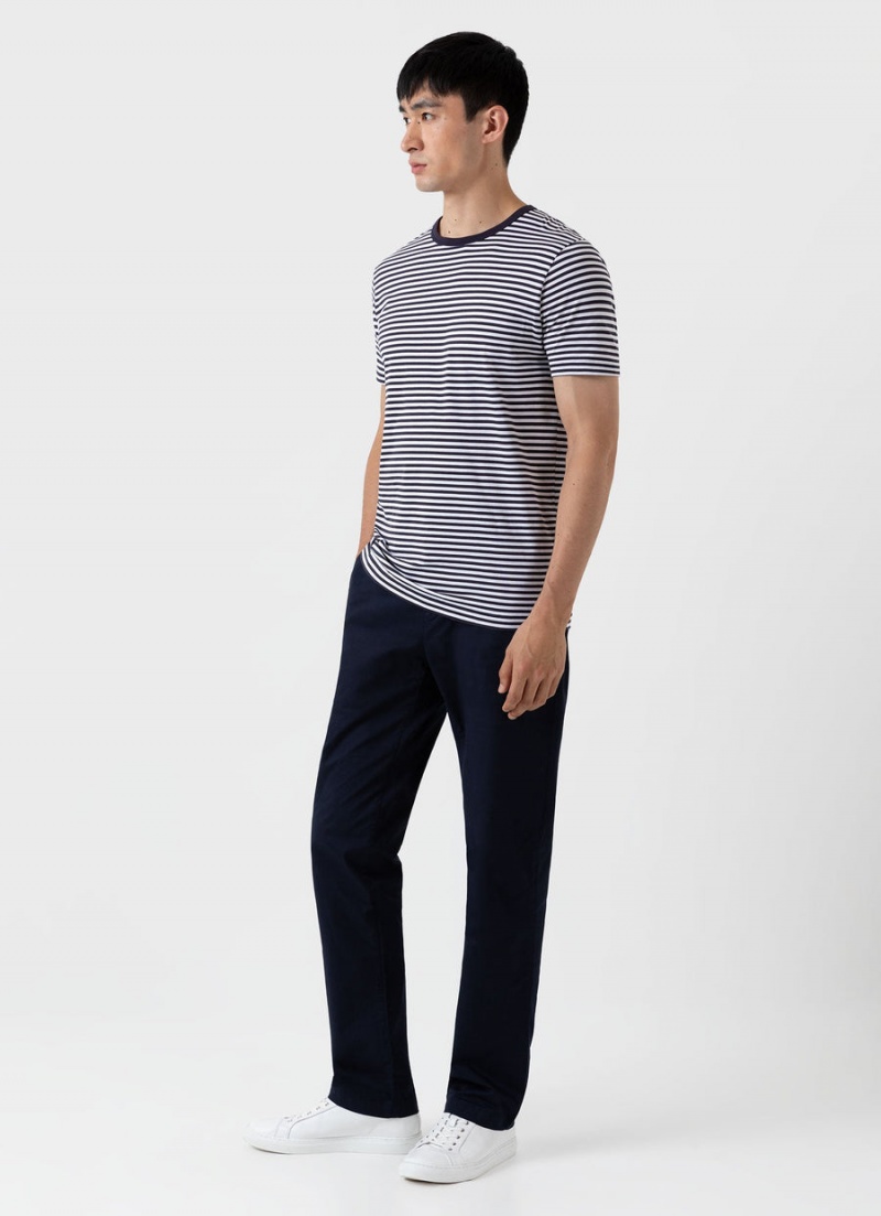 Navy Sunspel Regular Fit Stretch Chino | 21098-DZES | USA