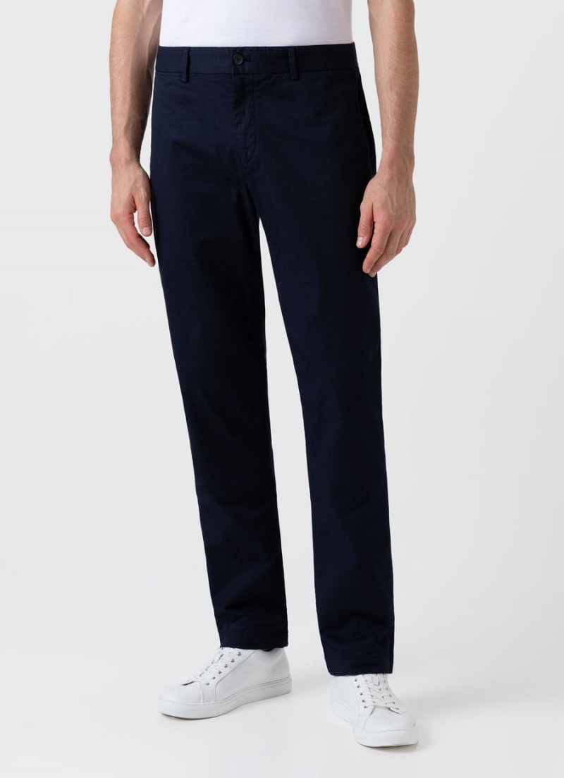 Navy Sunspel Regular Fit Stretch Chino | 21098-DZES | USA