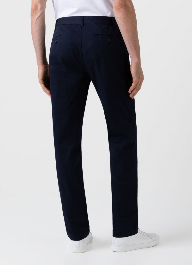 Navy Sunspel Regular Fit Stretch Chino | 21098-DZES | USA