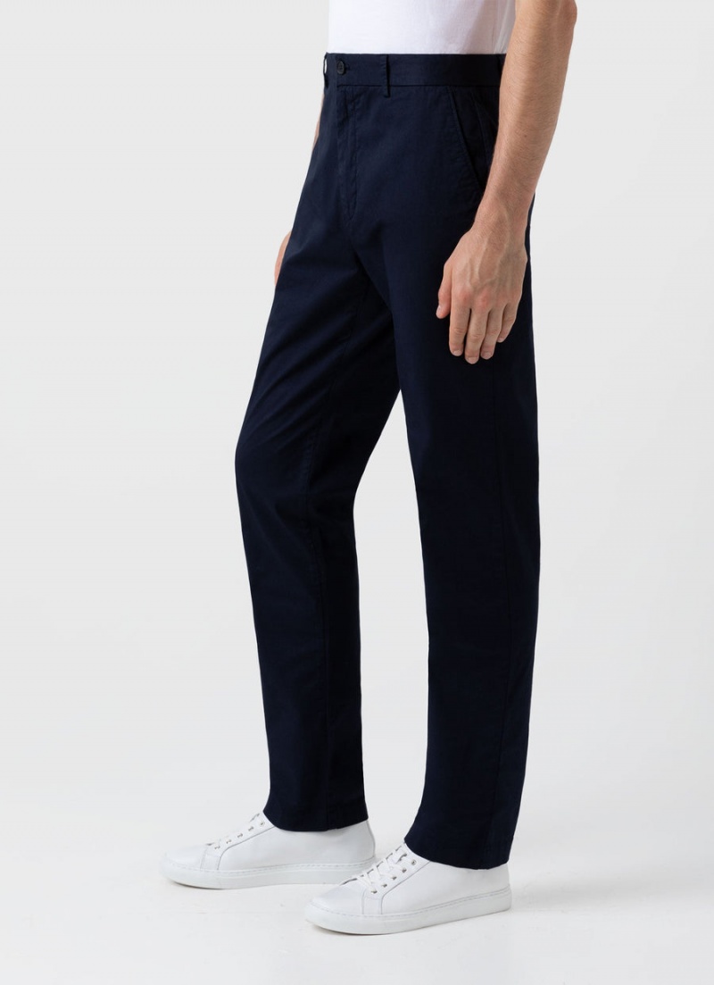 Navy Sunspel Regular Fit Stretch Chino | 21098-DZES | USA