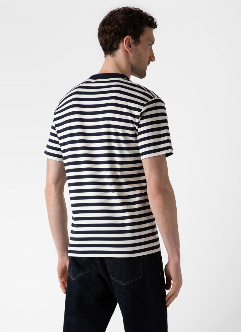 Navy Sunspel Relaxed Fit Heavyweight T-shirt | 84015-TYOJ | USA