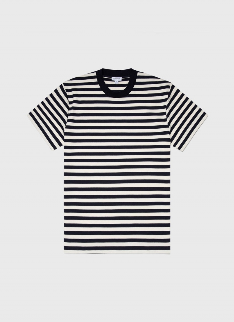 Navy Sunspel Relaxed Fit Heavyweight T-shirt | 84015-TYOJ | USA