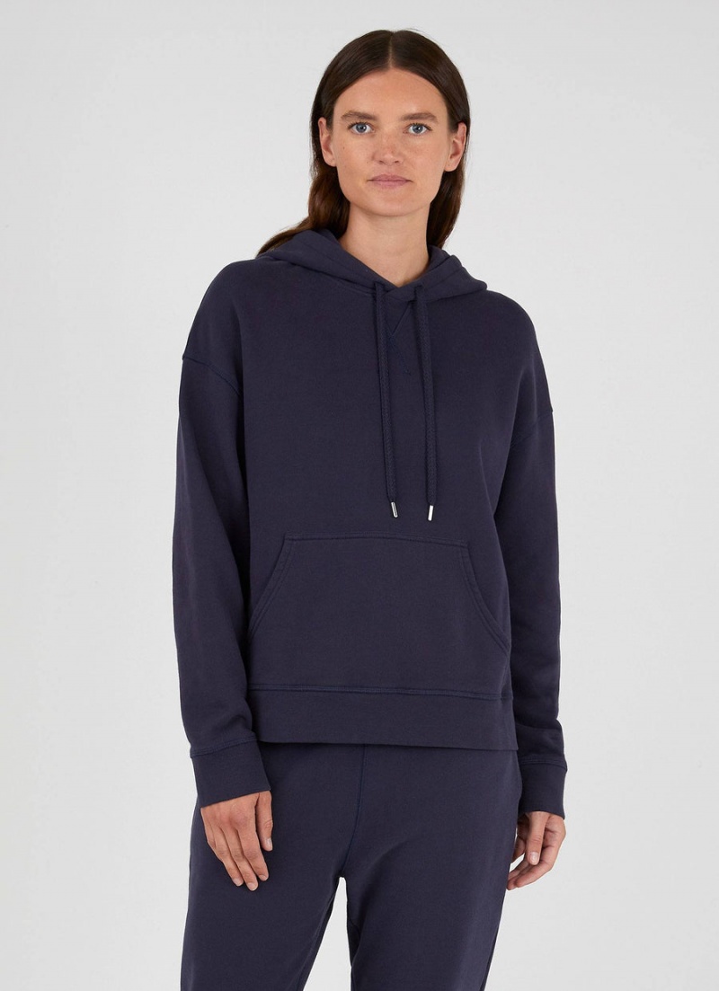 Navy Sunspel Relaxed Loopback Hoody | 53187-DFRG | USA