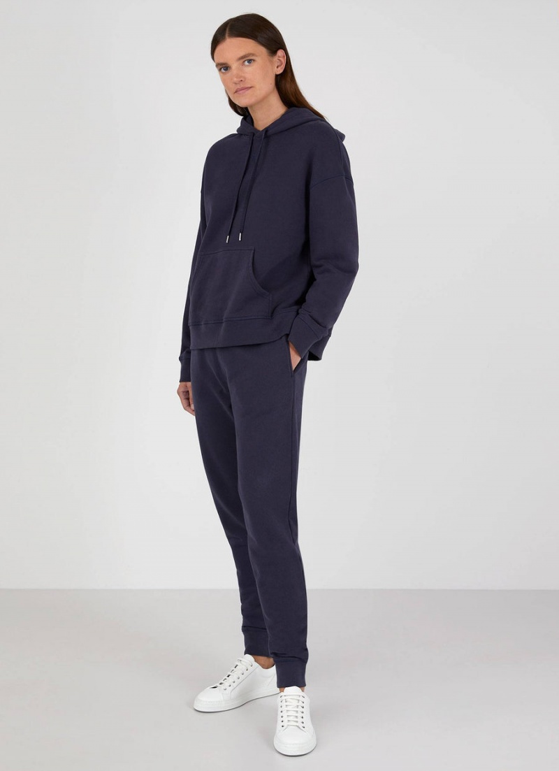 Navy Sunspel Relaxed Loopback Hoody | 53187-DFRG | USA